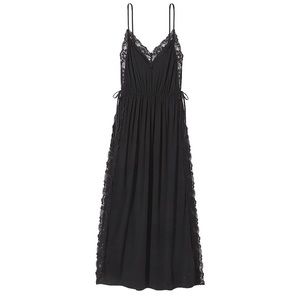 VICTORIA'S SECRET Modal & Lace Trim High-Slit Maxi Slip Dress